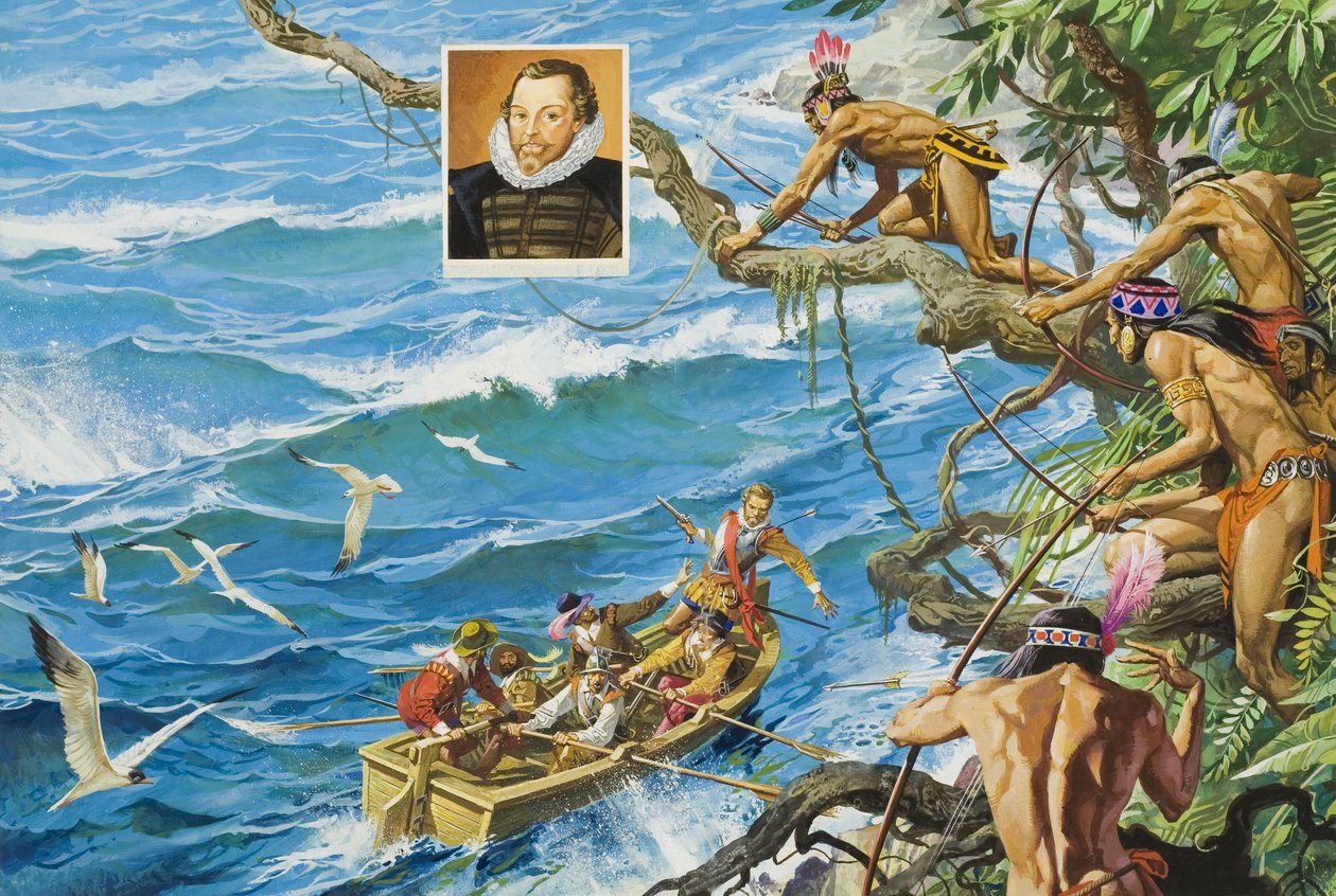Sir Francis Drake (c.1540-96) (gouache sur papier) - Severino Baraldi