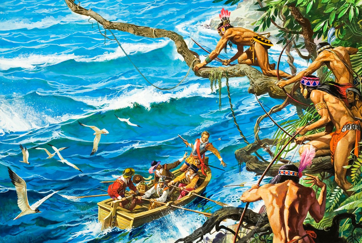 Sir Francis Drake blessé par une flèche - Severino Baraldi