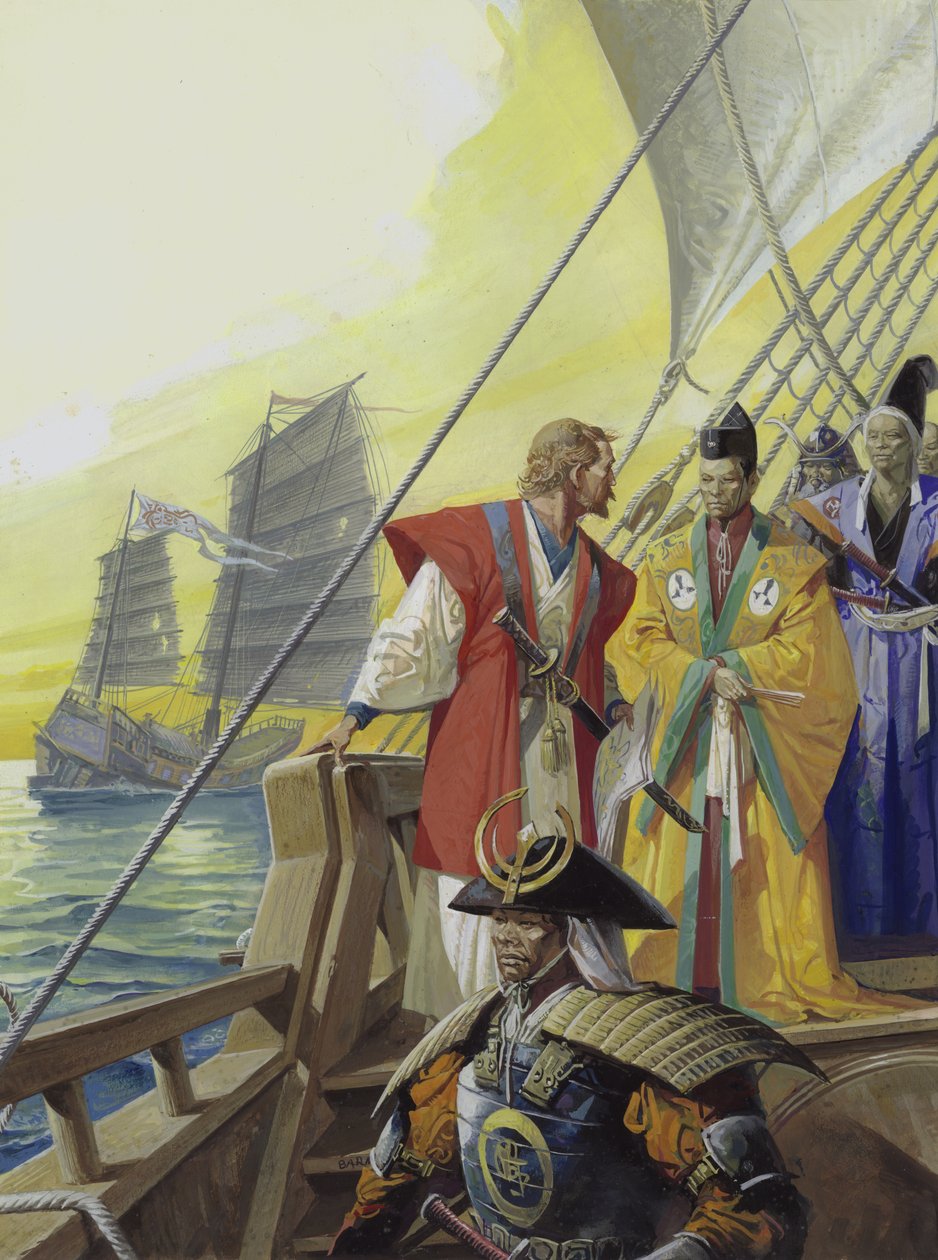 Navires occidentaux au Japon (gouache sur papier) - Severino Baraldi