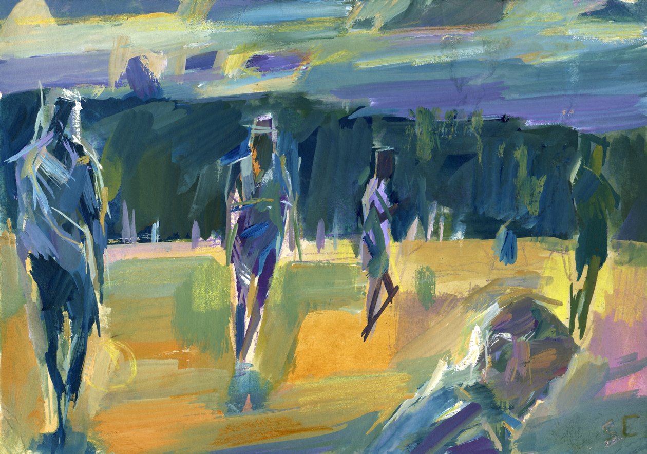 Après-midi dans le parc, 2024 (gouache sur papier) - Shaun Carey