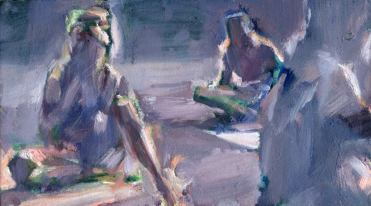 Fille dans le parc, 2024 (huile sur carton) - Shaun Carey