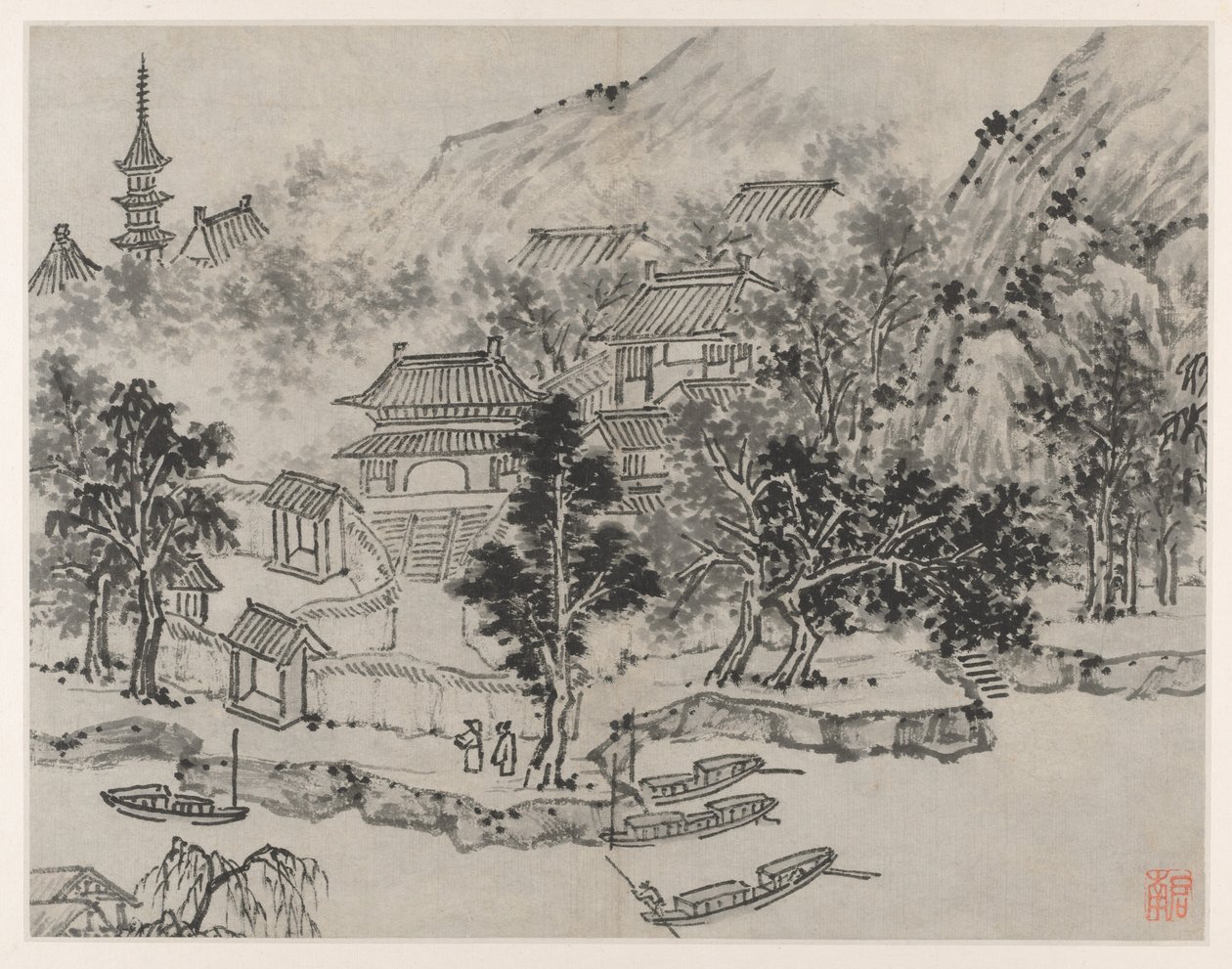 Douze vues de la colline du Tigre, Suzhou : Vue lointaine de la colline du Tigre depuis l