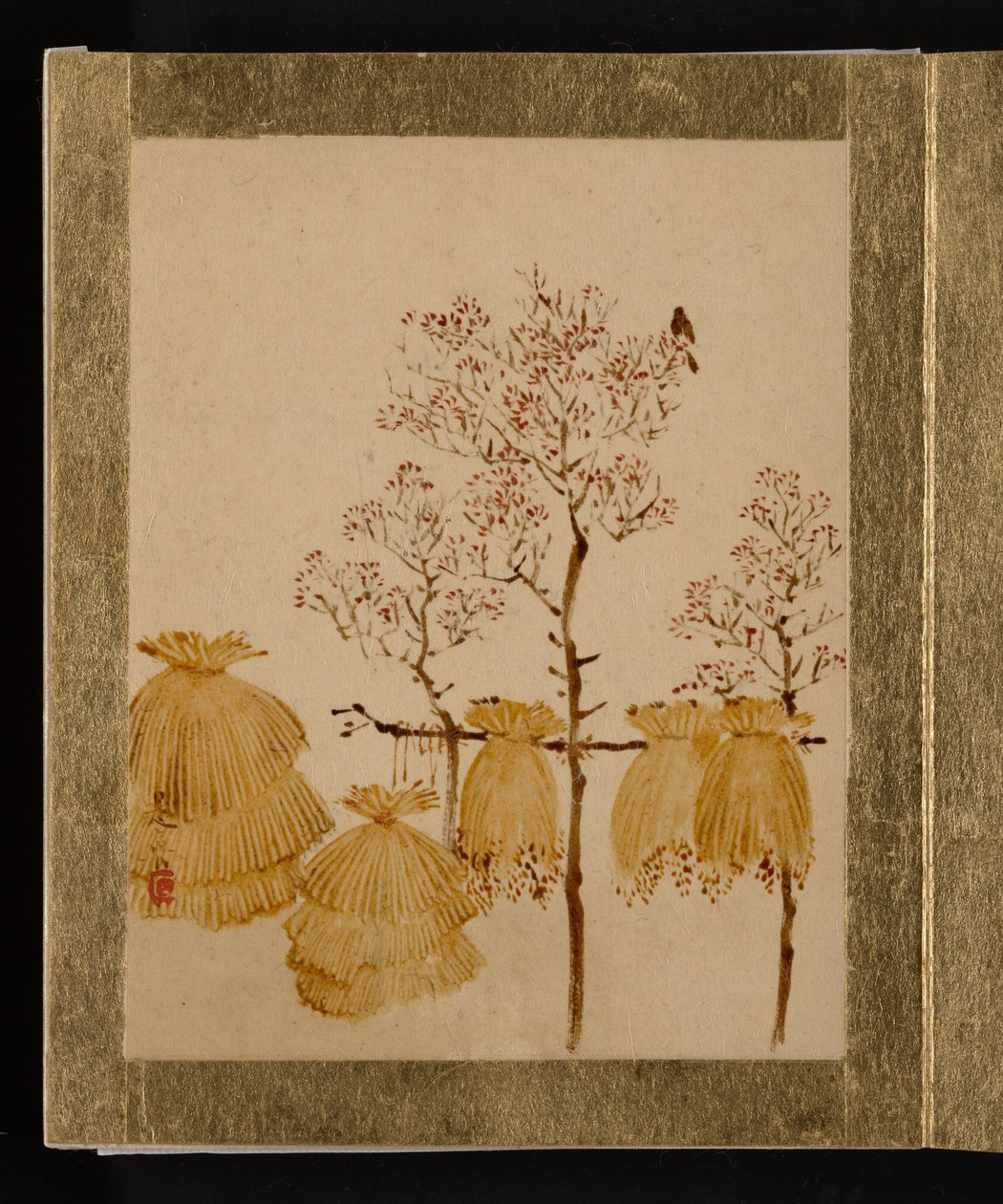 Reisstapel und Bäume - Shibata Zeshin