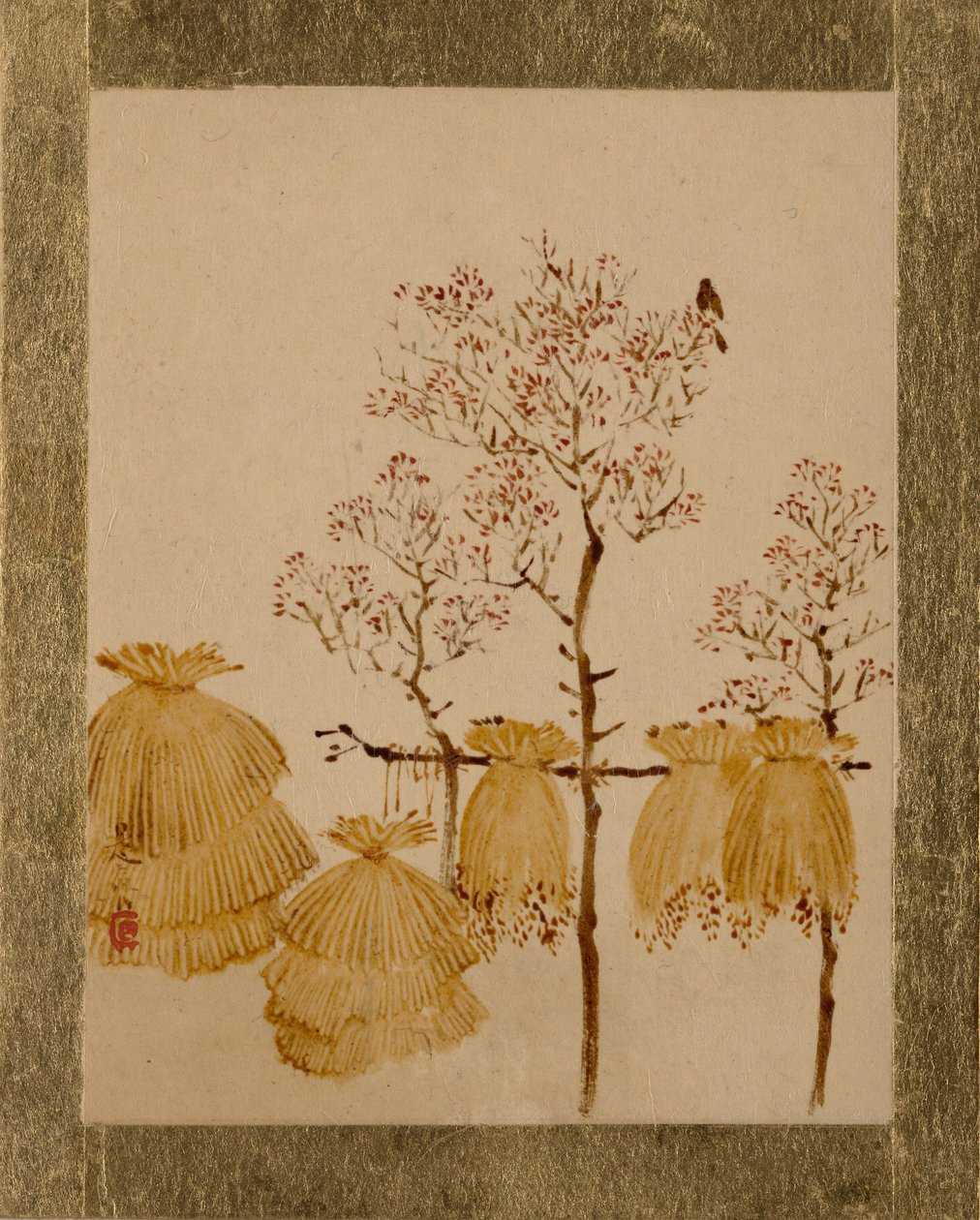 Tas de riz et arbres - Shibata Zeshin