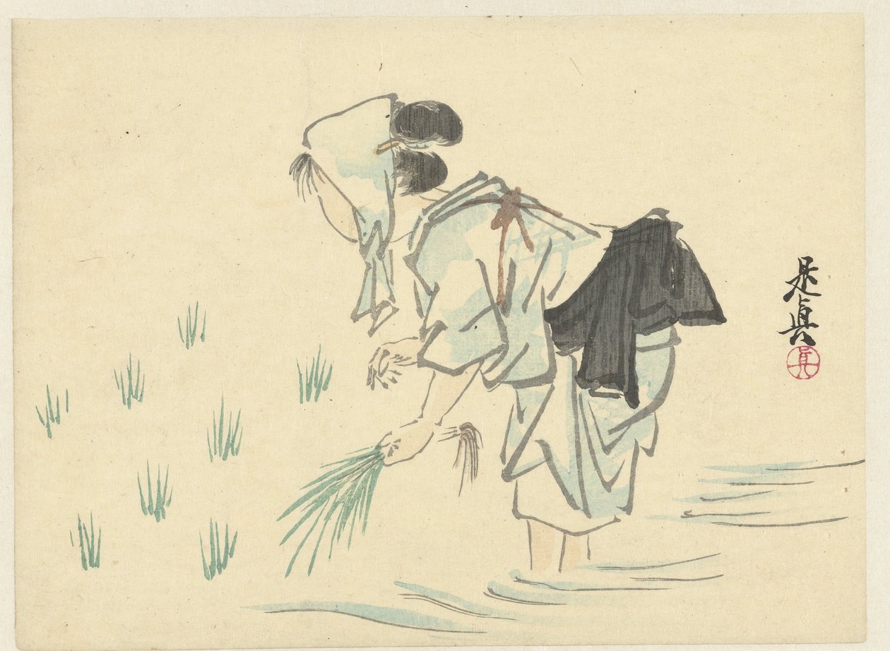 Femme plantant du riz - Shibata Zeshin