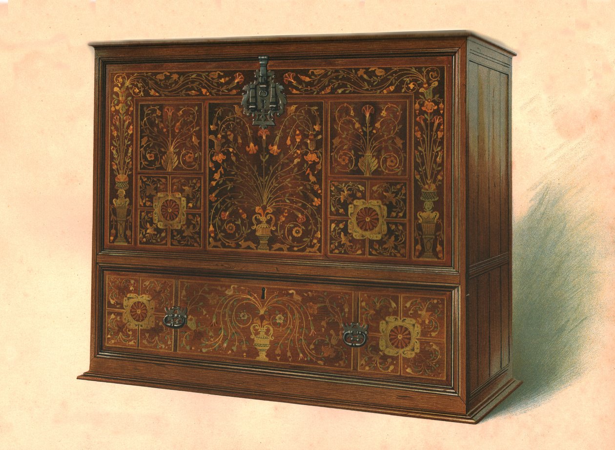 Cabinet incrusté de marqueterie, 1904 - Shirley Charles Llewellyn Slocombe