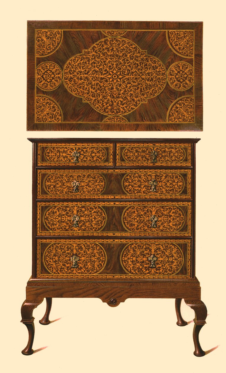 Commode incrustée de marqueterie, 1905 - Shirley Charles Llewellyn Slocombe