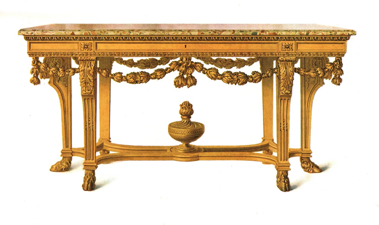Table dorée avec dessus en marbre, 1908 - Shirley Charles Llewellyn Slocombe