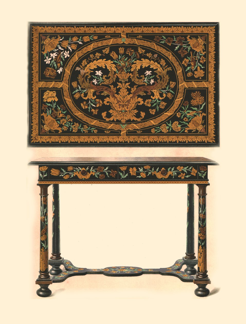 Table incrustée de marqueterie, 1905 - Shirley Charles Llewellyn Slocombe