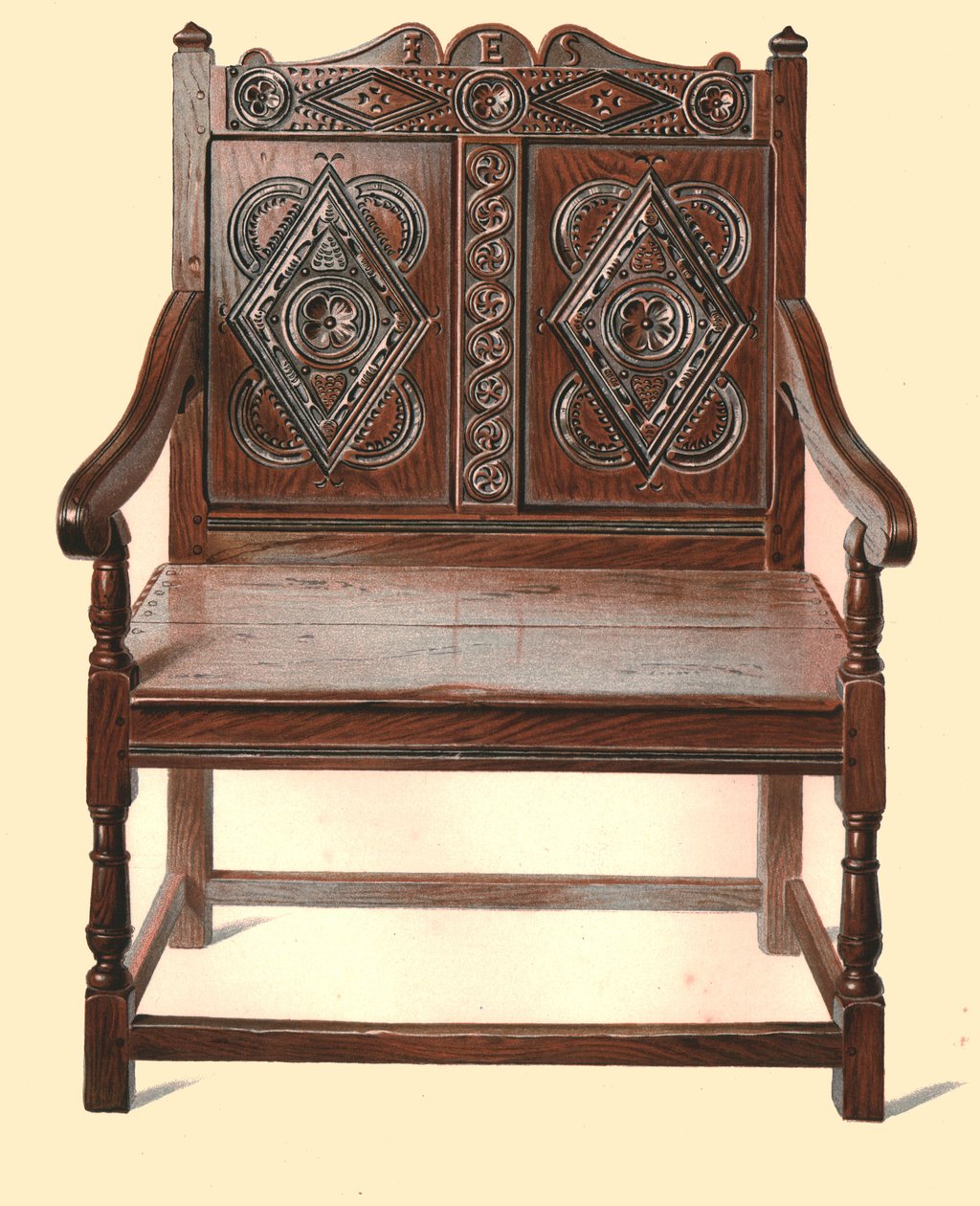 Chaise double en chêne gallois, 1904 - Shirley Charles Llewellyn Slocombe