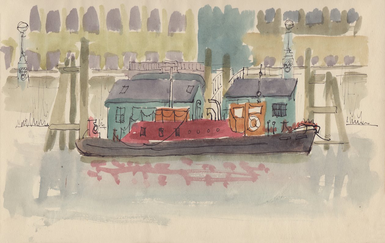 Quai flottant sur la Tamise à Londres, vers 1950 - Shirley Markham