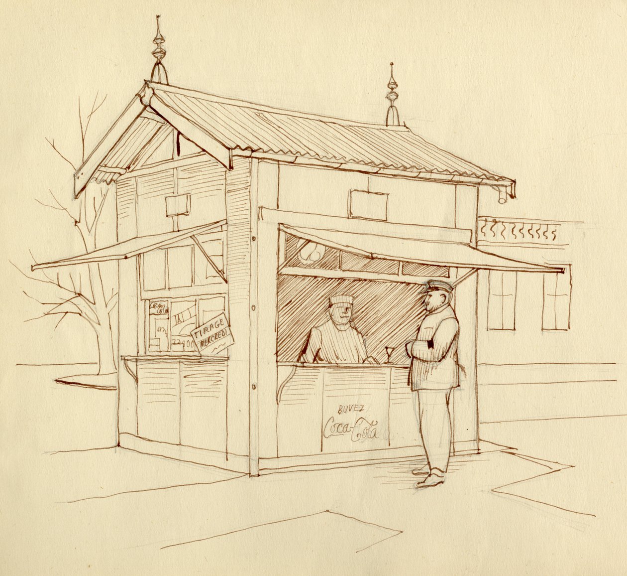 Kiosque vendant des boissons, Paris, France, c. 1951 - Shirley Markham