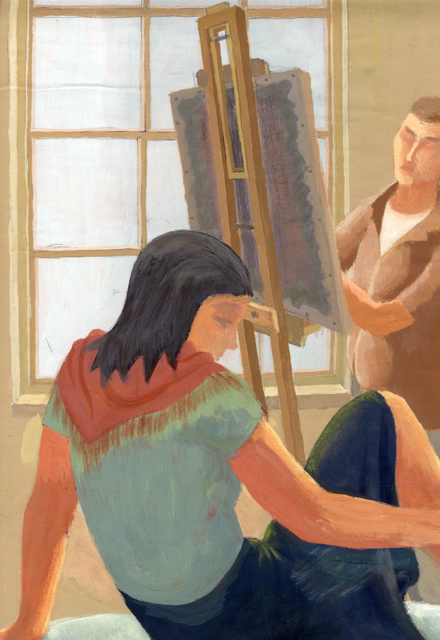 Modèle et étudiant en cours de dessin, vers 1950 - Shirley Markham