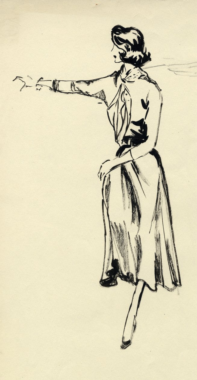 Femme en jupe ample avec bras tendu - Shirley Markham