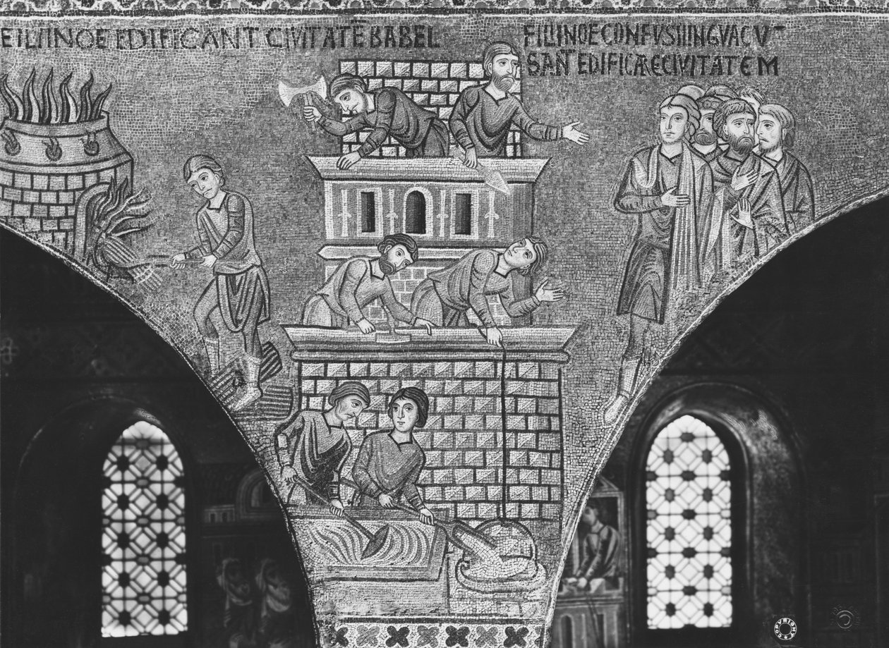 La construction de la tour de Babel - Sicilian School