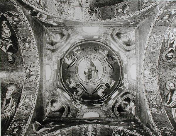 Détail de la coupole avec le Christ Pantocrator au centre - Sicilian School