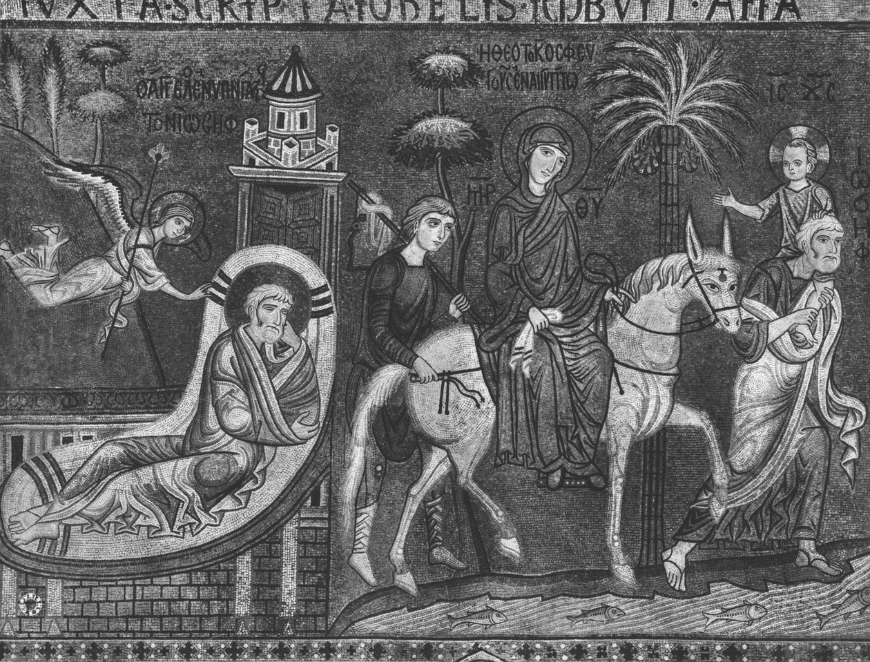 Rêve de Joseph et Fuite en Égypte - Sicilian School