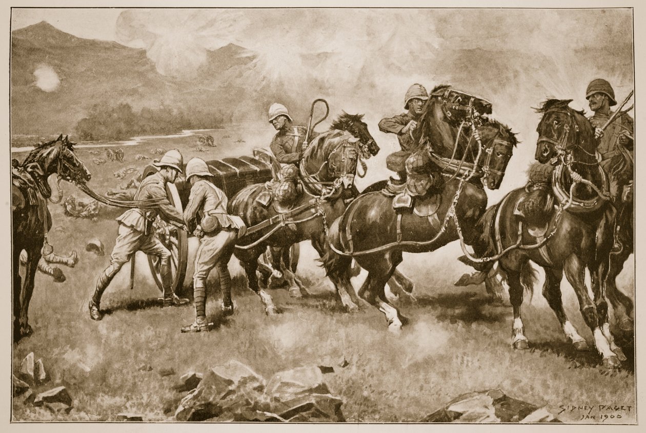 La Bataille de Colenso - La dernière tentative désespérée pour sauver les canons des batteries 14 et 66, 1900 - Sidney Paget