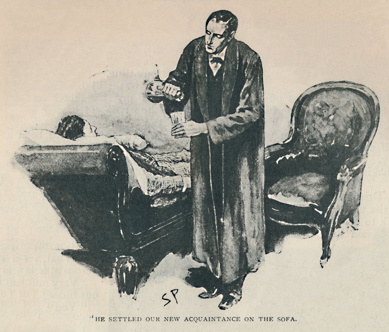 Il a installé notre nouvelle connaissance sur le canapé, 1892 - Sidney Paget