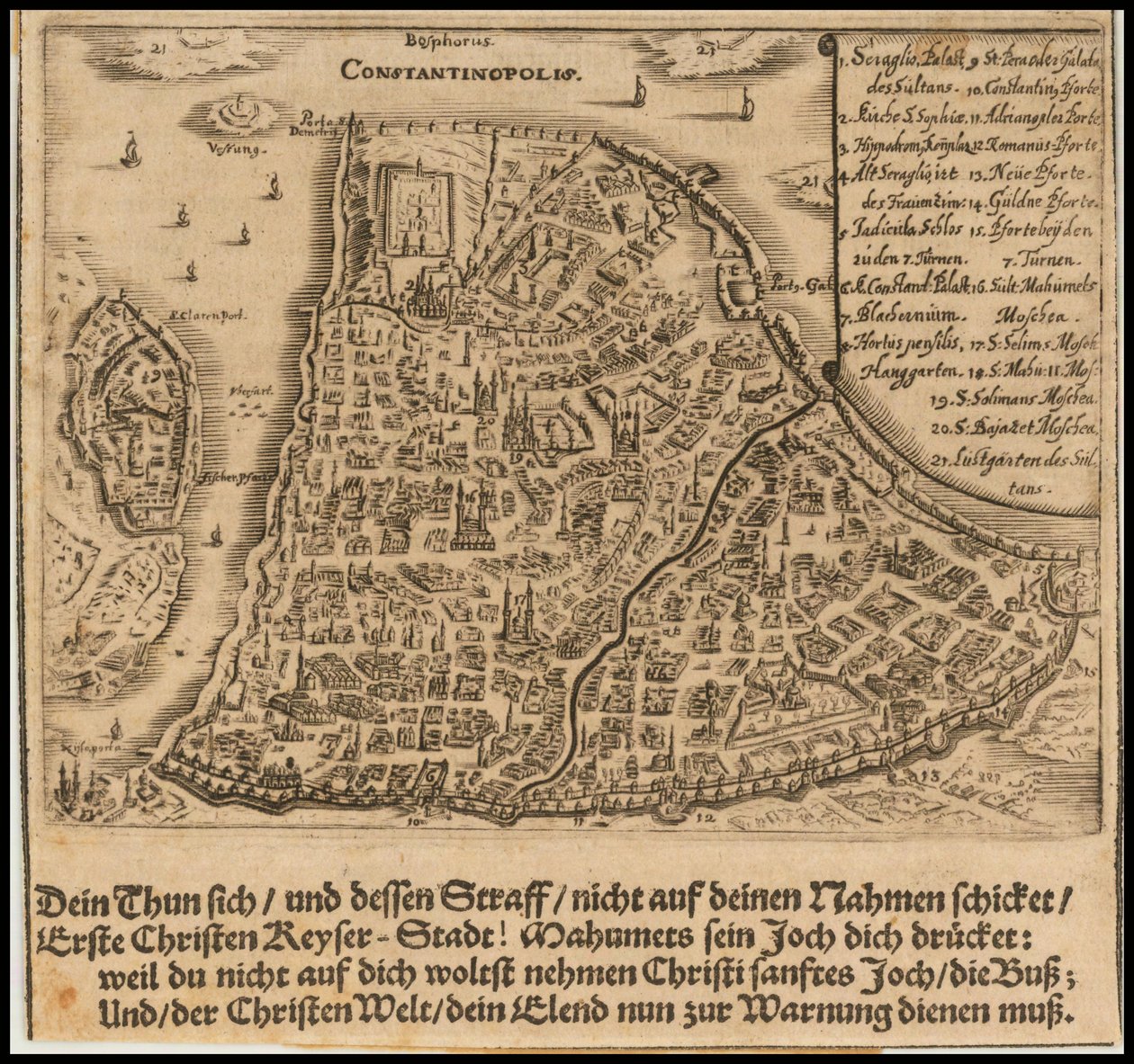 Carte de Constantinople de 1668 par Sigmund von Birken - Sigmund von Birken