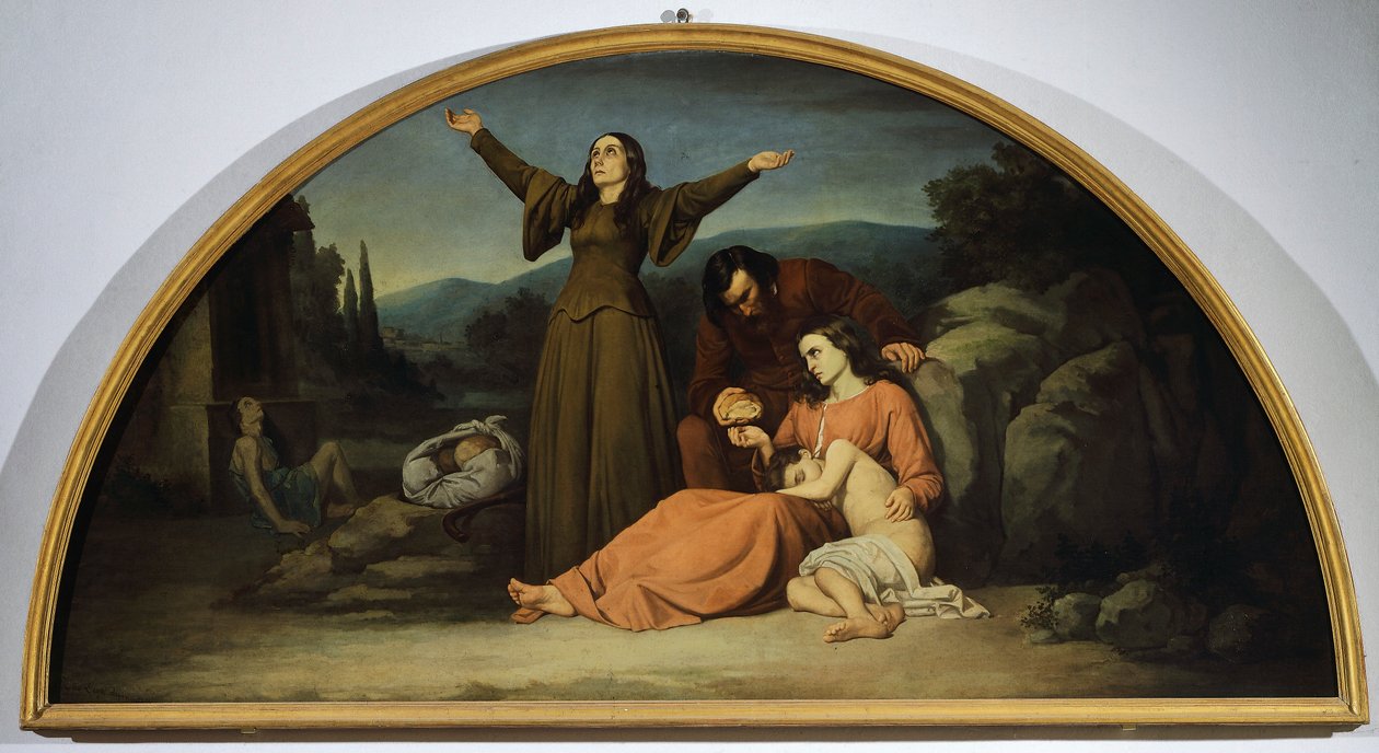 Lunette de la Famine, par Silvestro Lega (1826-1895), Oratoire de Canton, Modigliana, Émilie-Romagne - Silvestro Lega