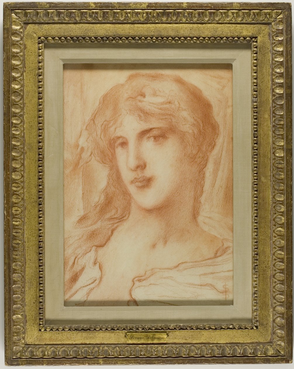 Tête, vers 1880 (craie rouge sur papier vélin chamois) - Simeon Solomon