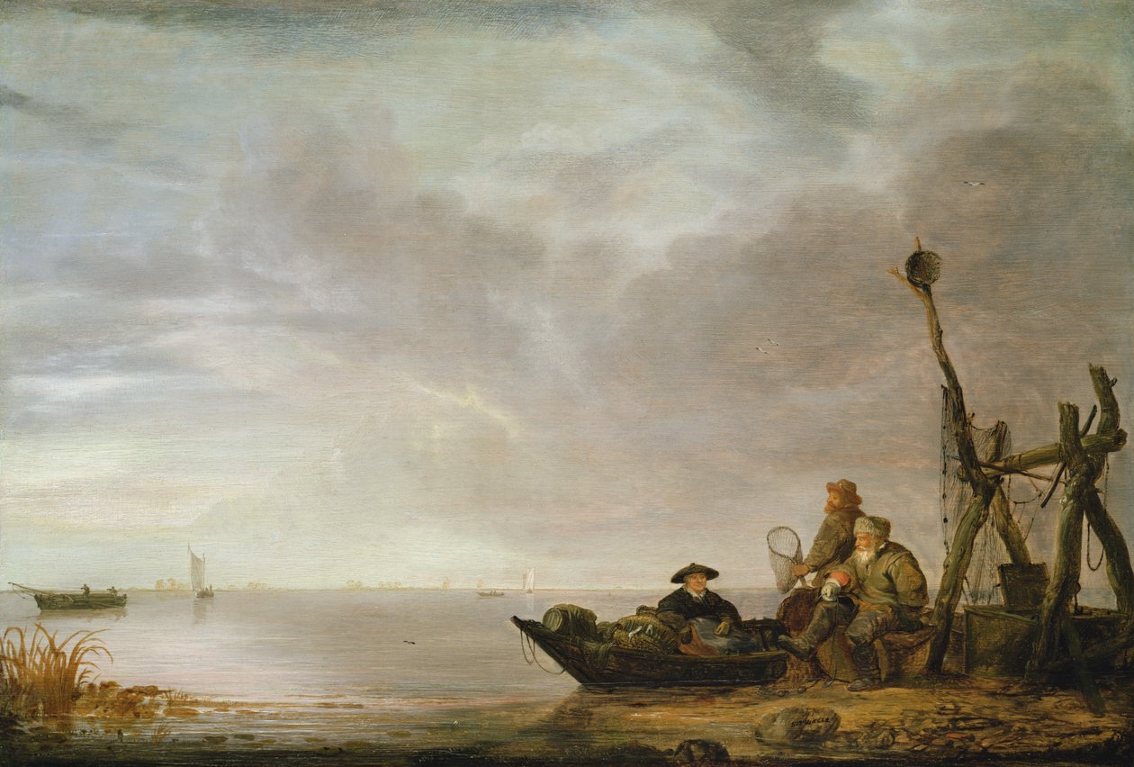 Pêcheur sur le rivage - Simon de Vlieger