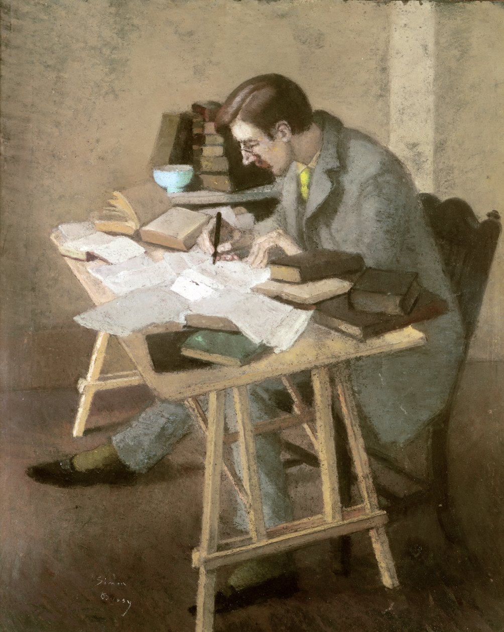 Portrait de Lytton Strachey (pastel sur papier) - Simon Albert Bussy