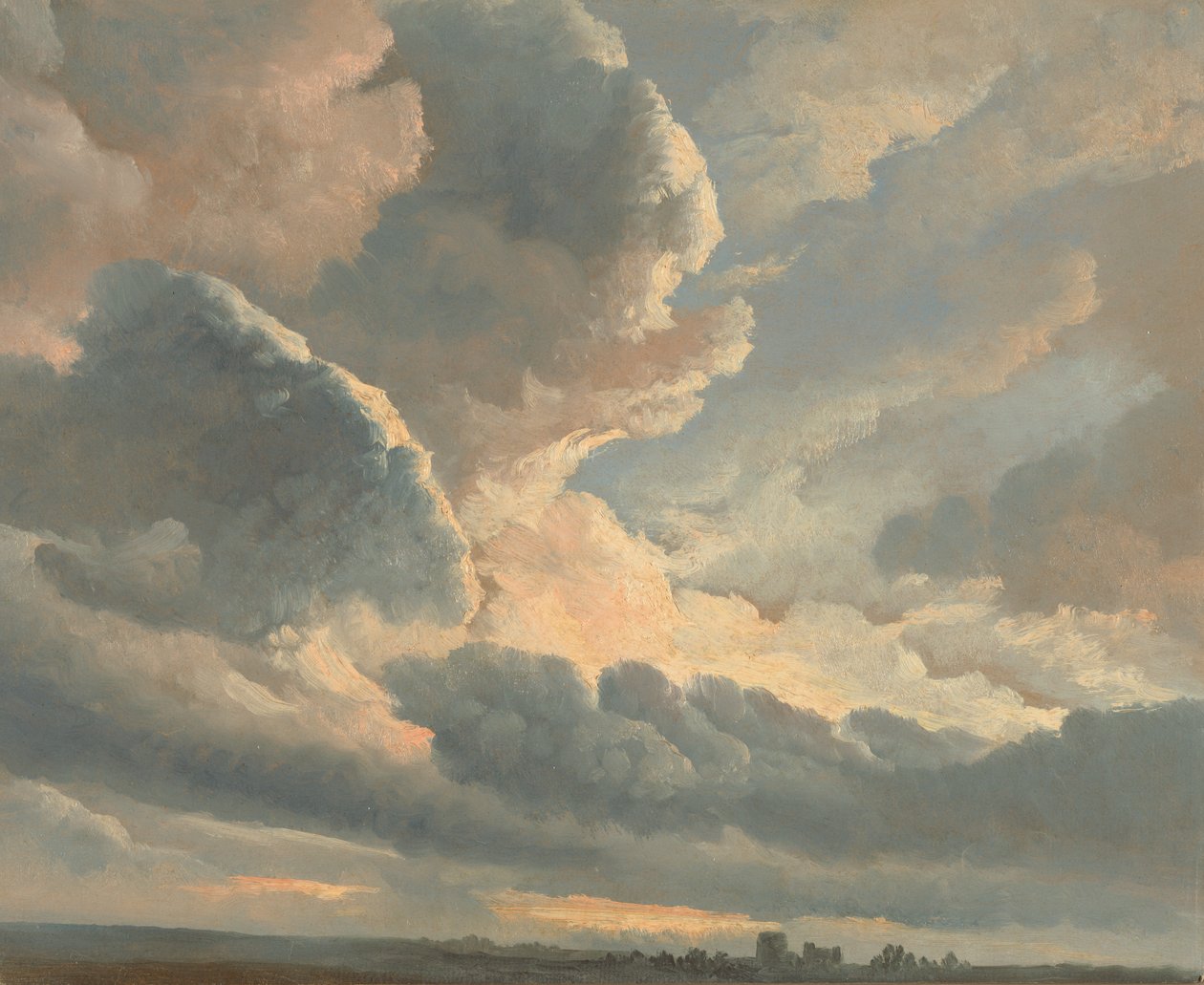 Étude de nuages avec un coucher de soleil près de Rome - Simon Alexandre Clément Denis