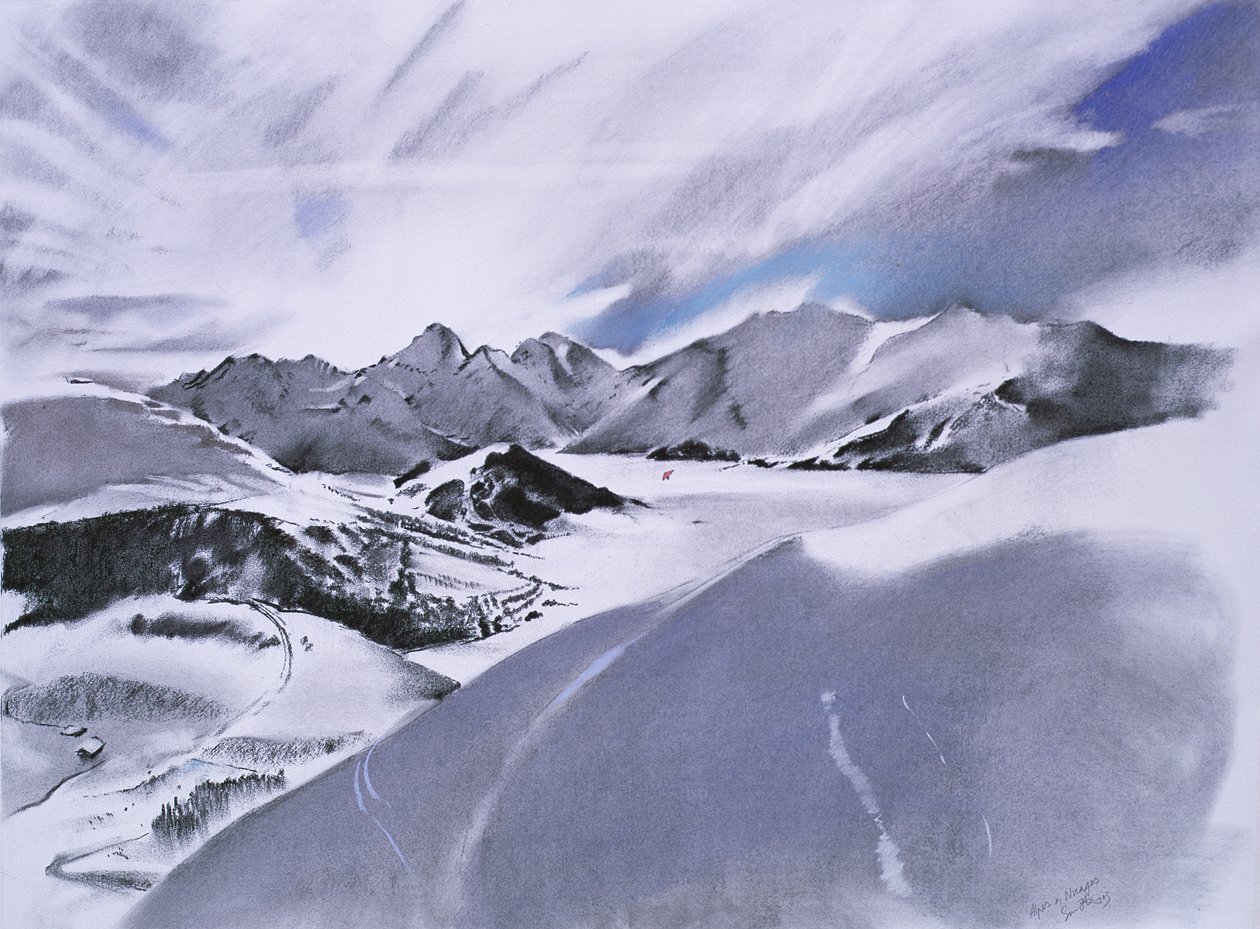 Alpes et nuages, 2003 (pastel et techniques mixtes sur papier) - Simon Fletcher