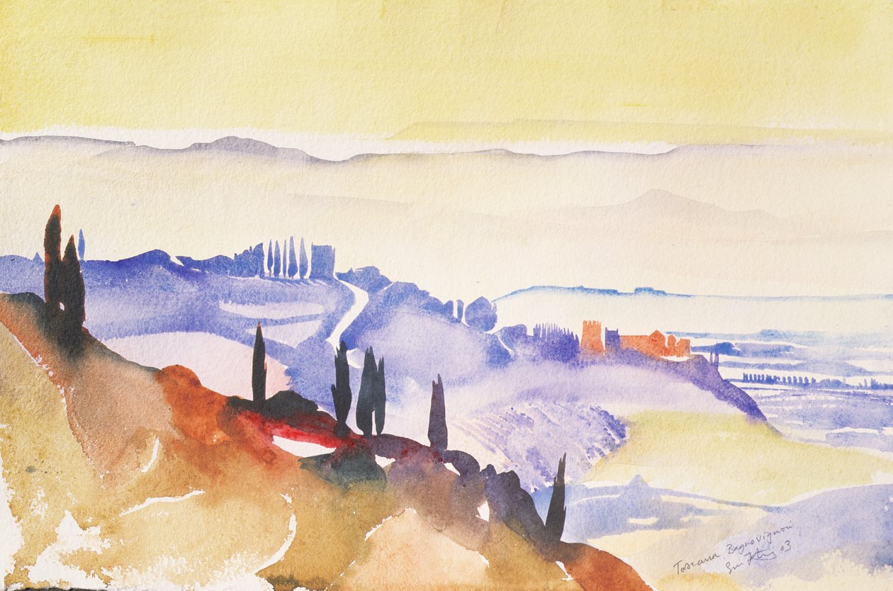 Bagno Vignoni, Italie, 2003 (aquarelle) - Simon Fletcher