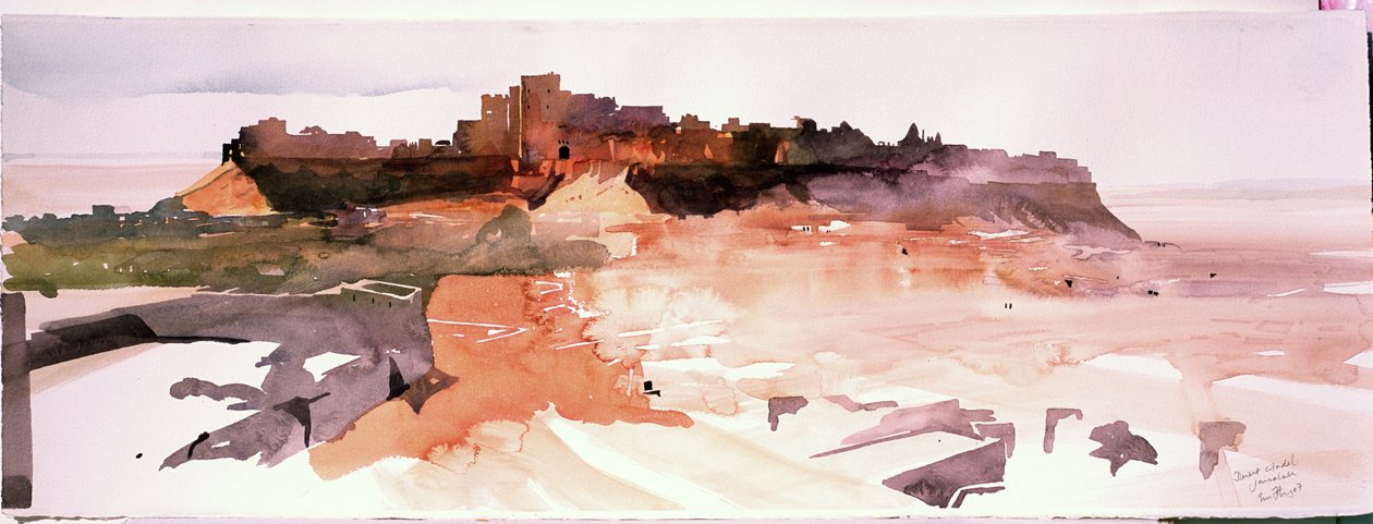 Citadelle du désert, Jaiselmer, 2007 (aquarelle sur papier) - Simon Fletcher