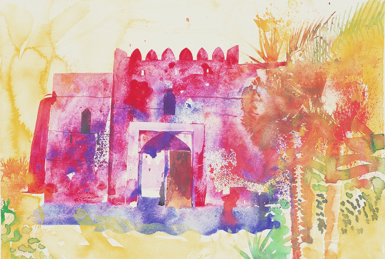Murs de Jabreen, Oman, 2005 (aquarelle) - Simon Fletcher