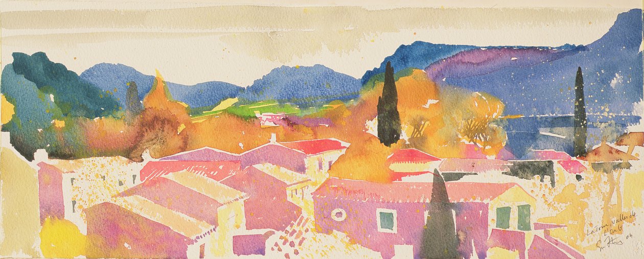 La tour sur Orb, 2004 France (watercolour) - Simon Fletcher