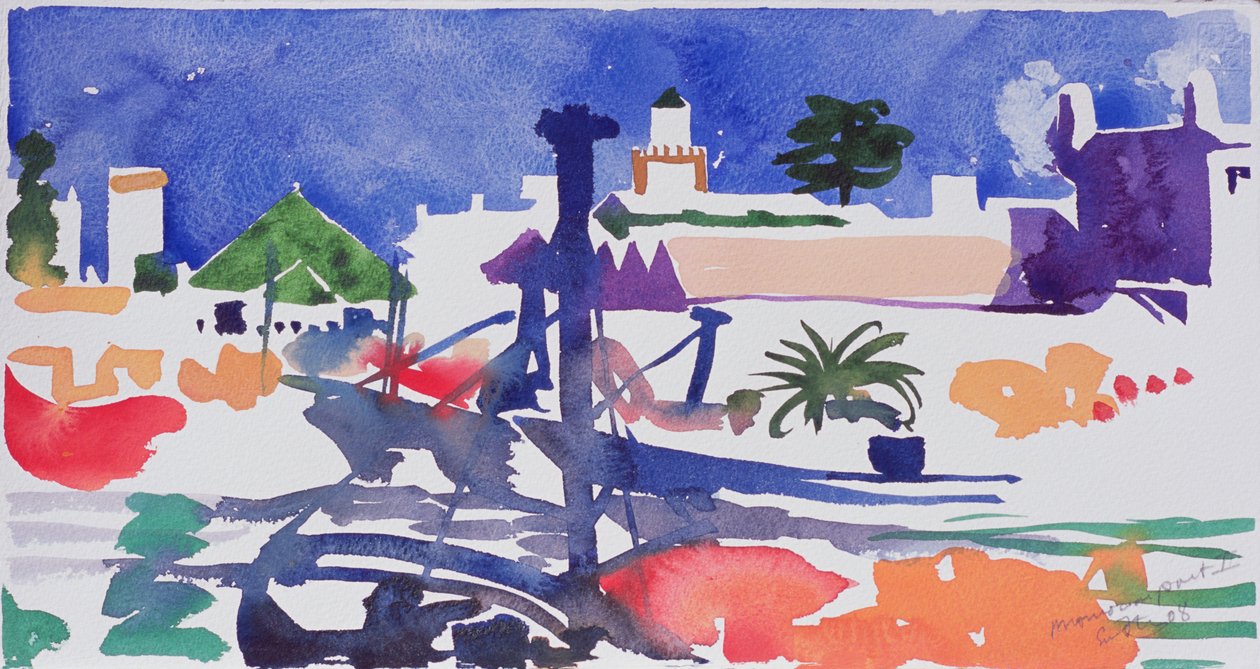 Port marocain II (aquarelle sur papier) - Simon Fletcher