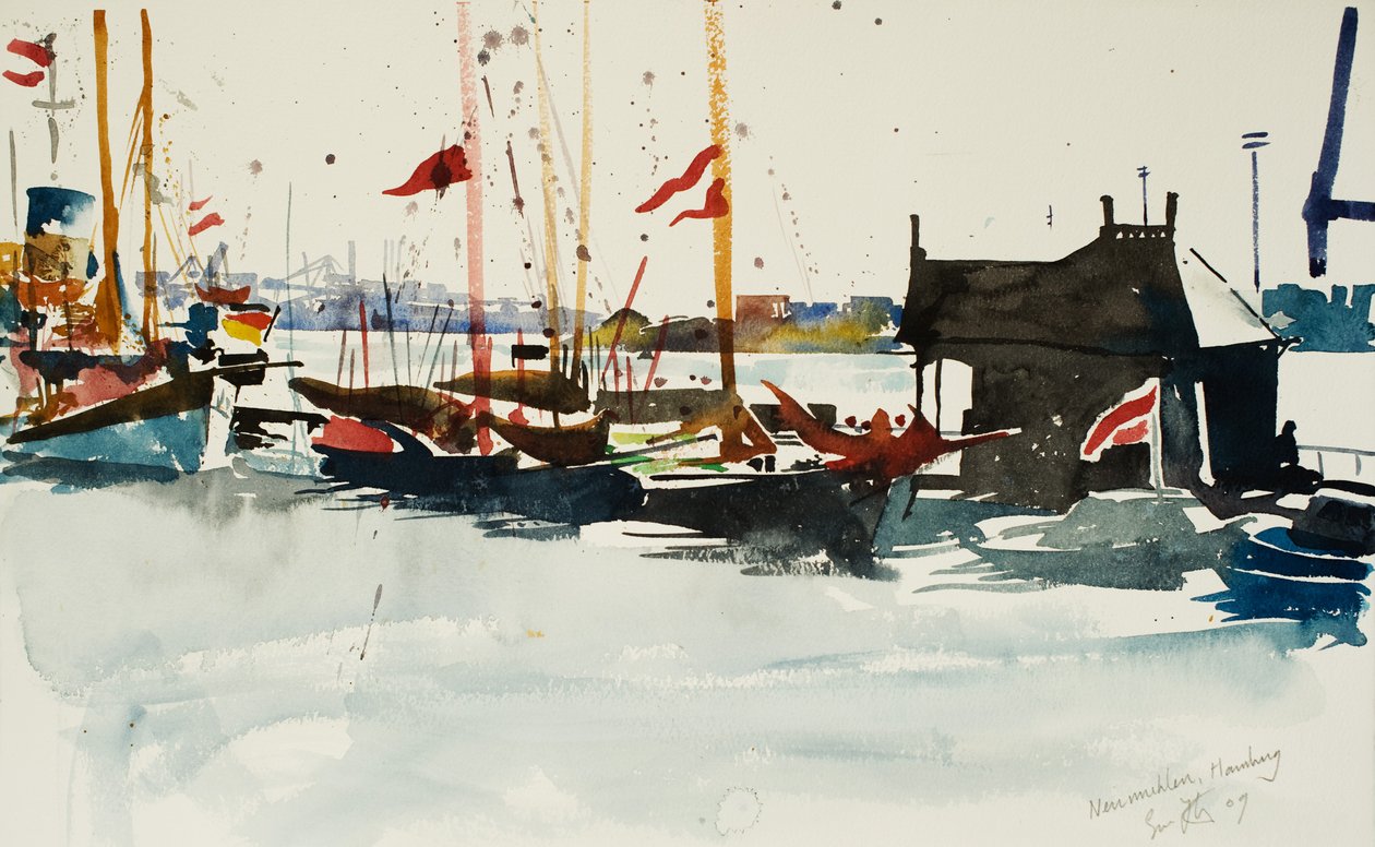 Neumuhlen, Hambourg, 2009 (aquarelle) - Simon Fletcher