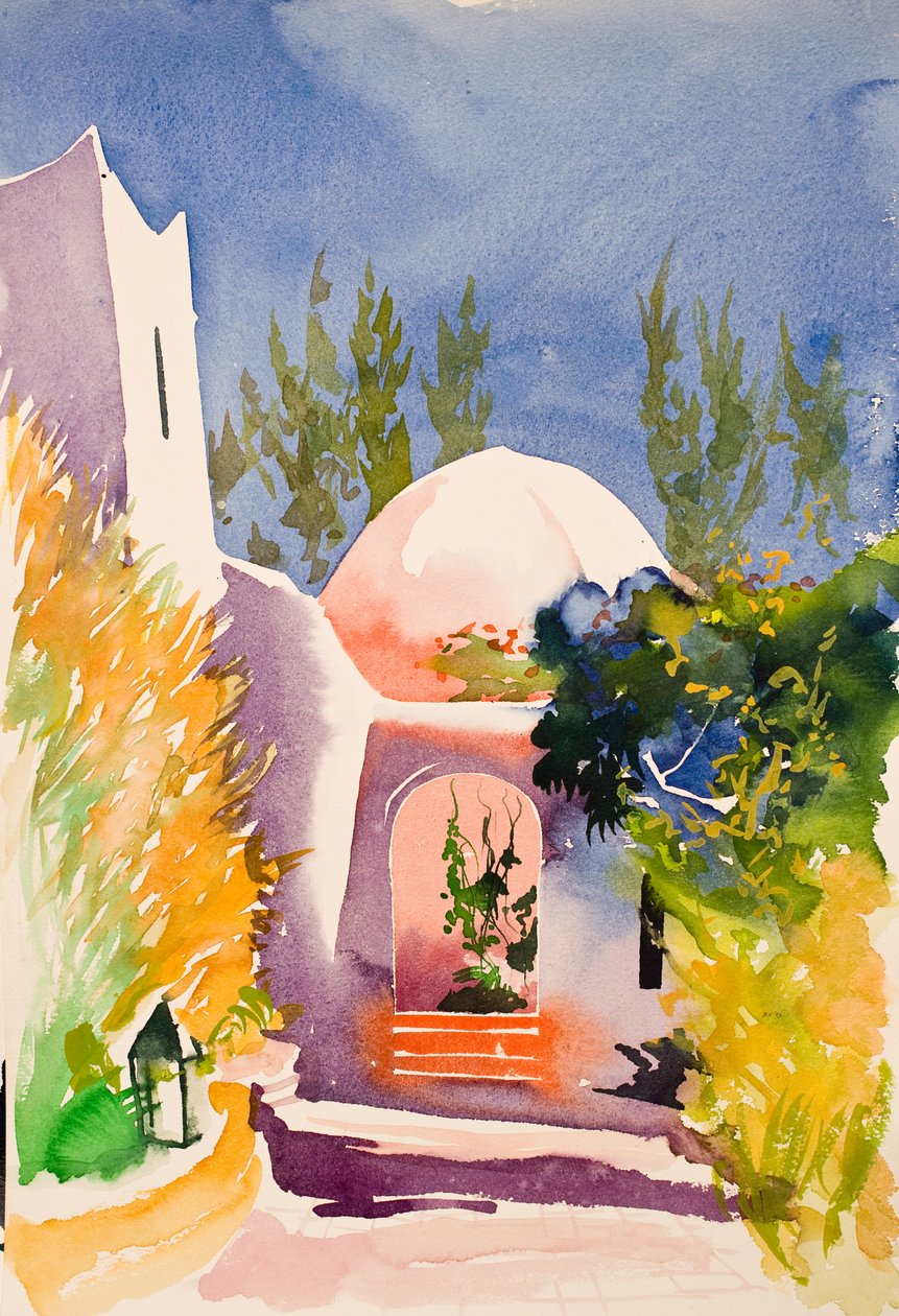 Cour rose, 2016 (aquarelle) - Simon Fletcher