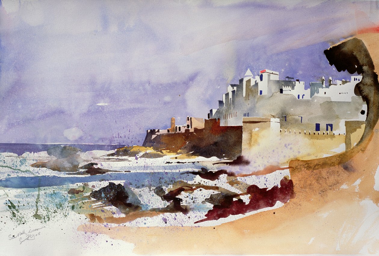 Muraille de mer, Essaouira (aquarelle sur papier) - Simon Fletcher
