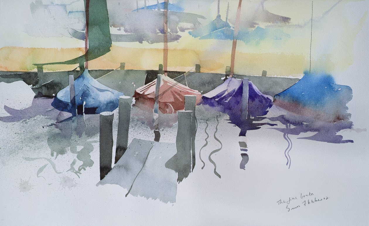 Les cinq bateaux, 2002 (aquarelle) - Simon Fletcher