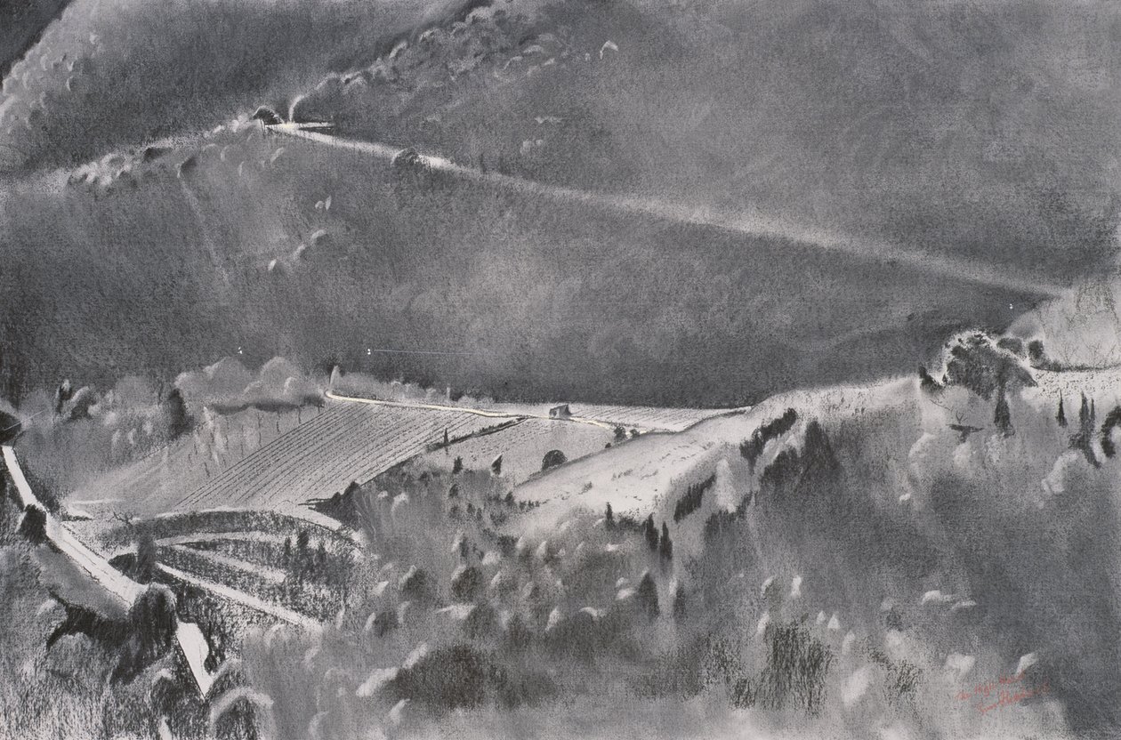 The High Road, 2001 (pastel et techniques mixtes sur papier) - Simon Fletcher