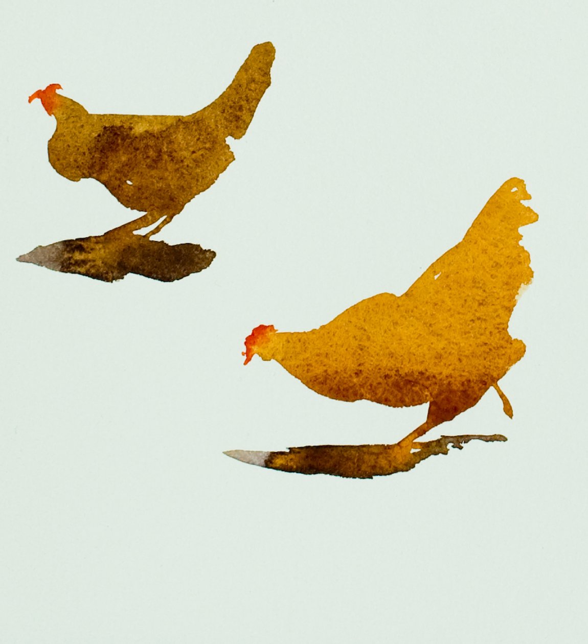 Deux poules, 2013(aquarelle) - Simon Fletcher