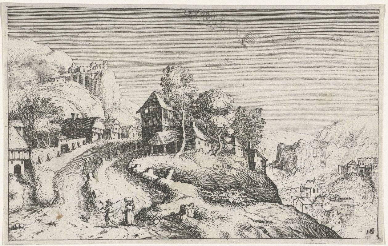 Village dans un paysage montagneux - Simon Frisius (attributed to)