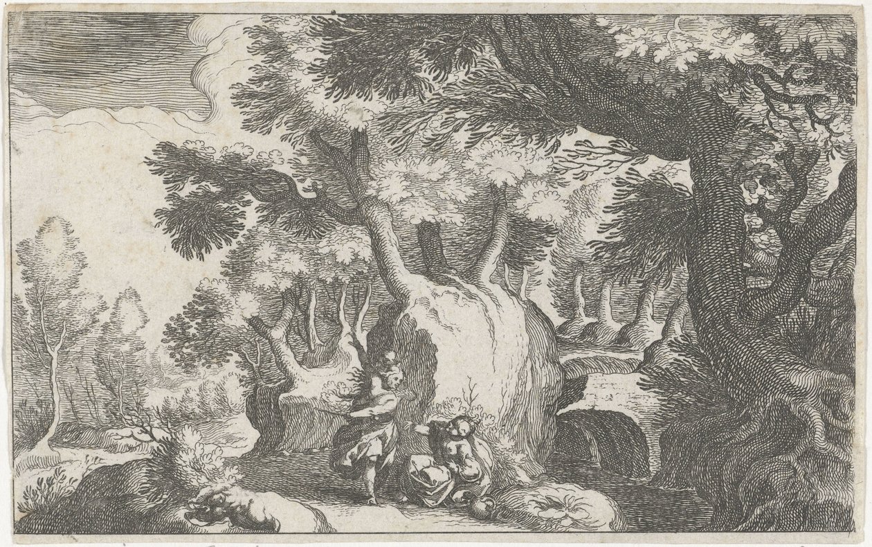 Paysage forestier avec Agar et Ismaël - Simon Frisius