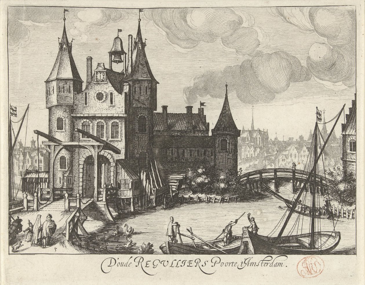 Vue sur la Première porte des Réguliers à Amsterdam - Simon Frisius