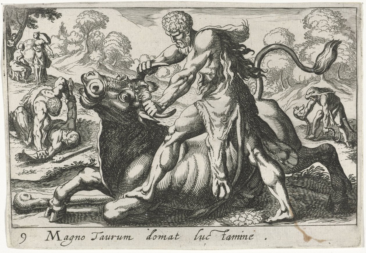 Hercule en combat avec Achélous (Thèmes herculéens) - Simon Frisius