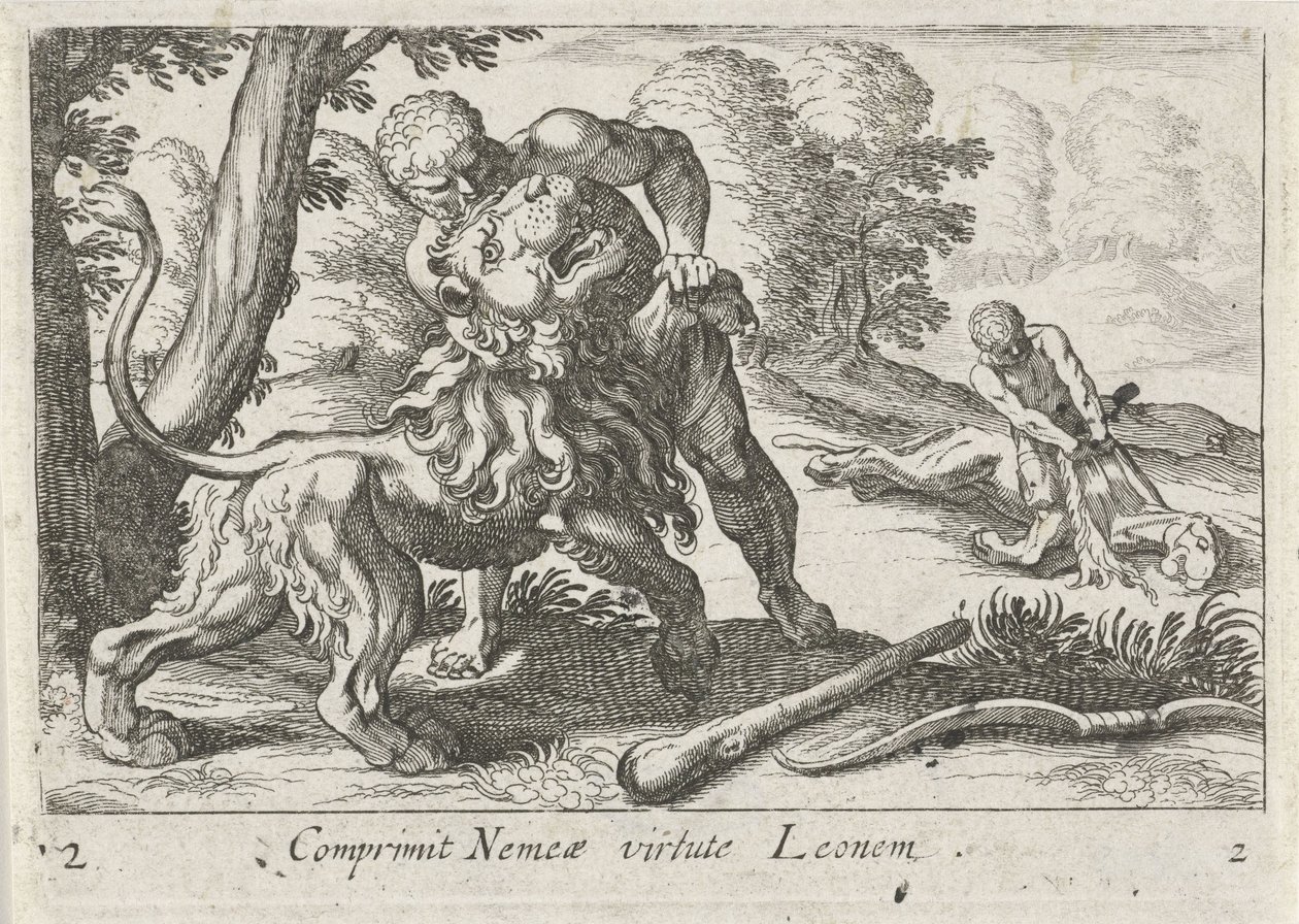 Hercule combattant le lion de Némée - Simon Frisius