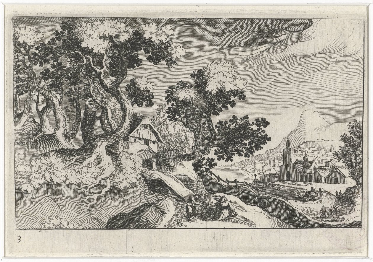 Paysage avec quelques bâtiments - Simon Frisius