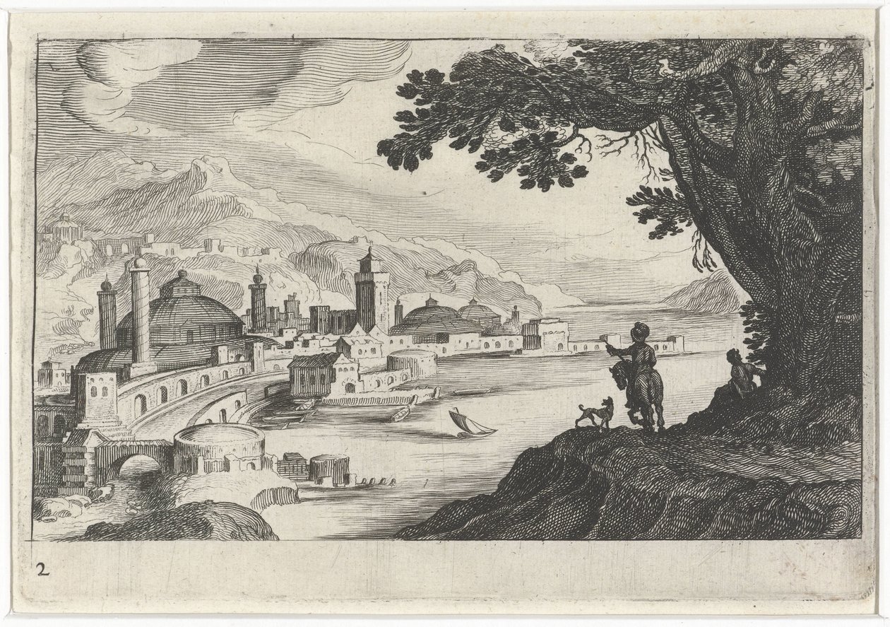 Vue de la ville avec un bâtiment au toit en forme de coupole - Simon Frisius