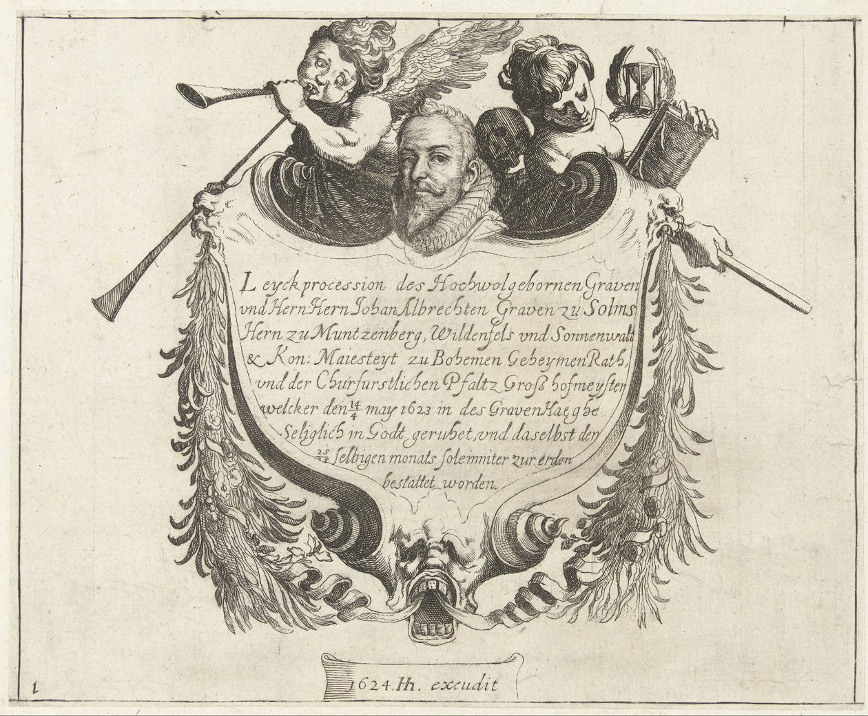 Gravure illustrant le cortège funèbre de Johann Albrecht, comte de Solms, 1623 - Simon Frisius