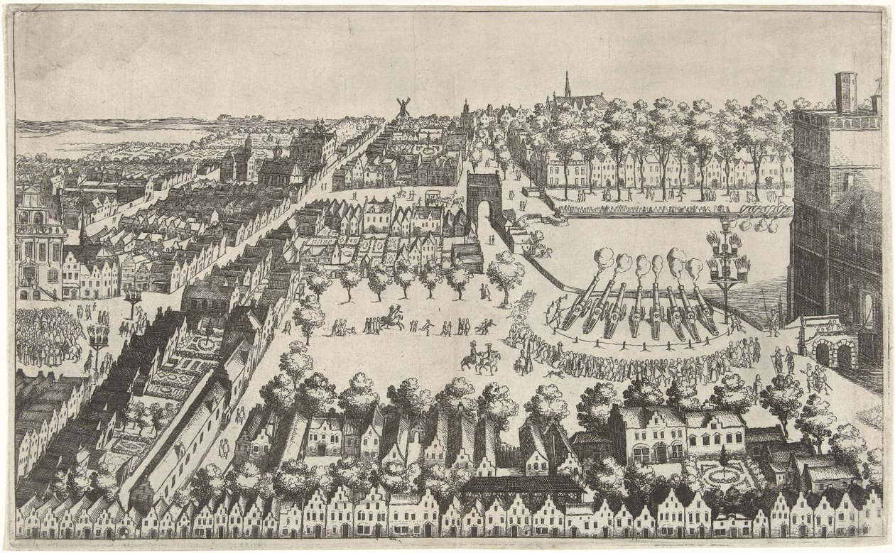 Feux de joie à La Haye après la proclamation de la trêve, 1609 - Simon Frisius